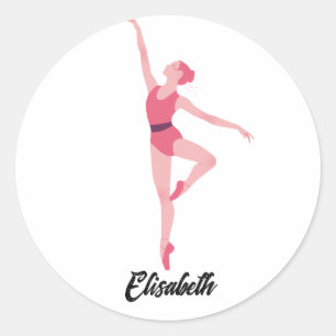 Dansballerina personalisatie ronde sticker