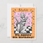 DansCat Cute Birthday Invitation Kaart (Voorkant)
