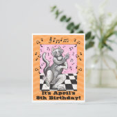 DansCat Cute Birthday Invitation Kaart (Staand voorkant)