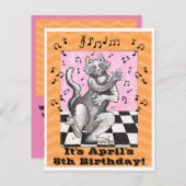 DansCat Cute Birthday Invitation Kaart (Voorkant / Achterkant)