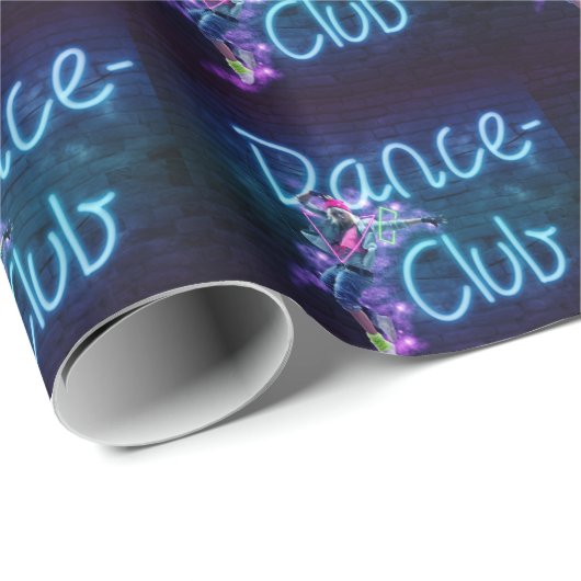 Dansclub Neon Party Danser Cadeaupapier (Rol Hoek)