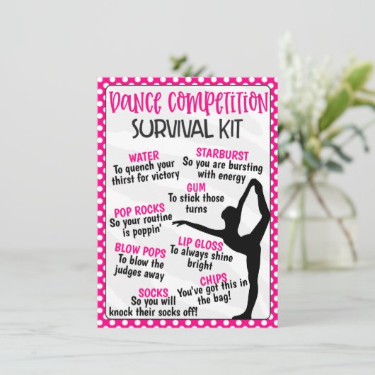 Danscompetitie Survival Kit Informatiekaartje (Staand voorkant)