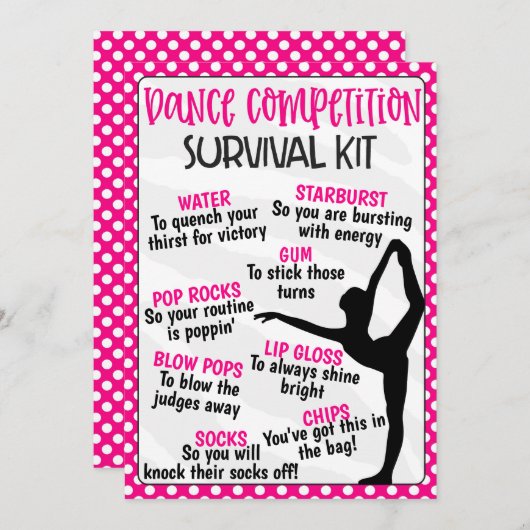 Danscompetitie Survival Kit Kaart (Voorkant / Achterkant)