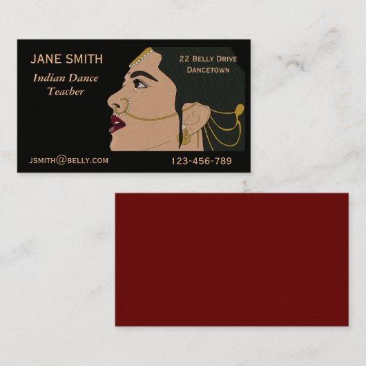 dansdansstudio voor dansleraar in Indiandansdansda Visitekaartje (Voorkant / Achterkant)