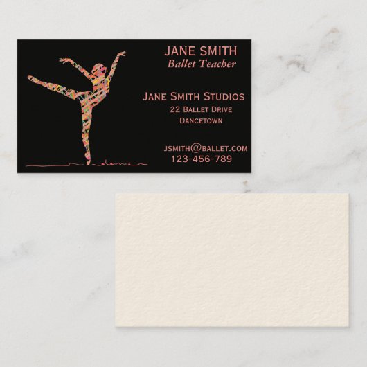 dansdansstudio voor leraar ballet visitekaartje (Voorkant / Achterkant)