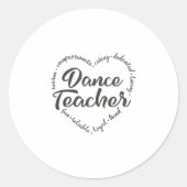 Dansdocent, dans, balletdocent ronde sticker (Voorkant)