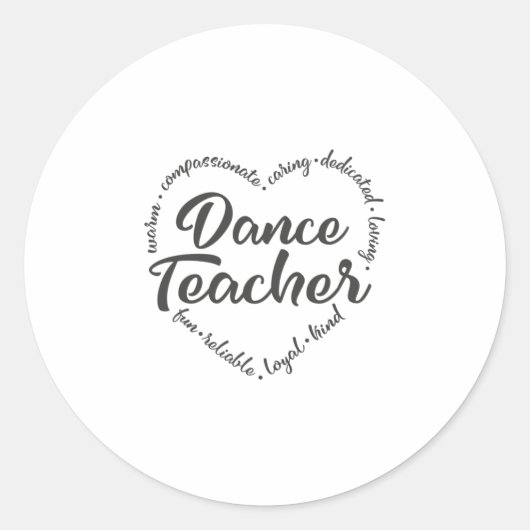 Dansdocent, dans, balletdocent ronde sticker (Voorkant)