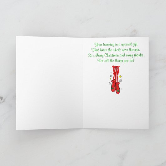 Dansdocent Kerstballetschoenen Feestdagen Kaart (Binnen)