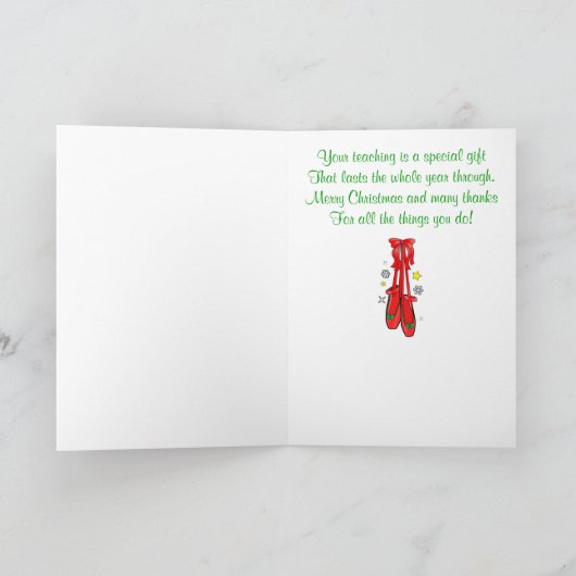 Dansdocent Kerstballetschoenen Feestdagen Kaart (Binnen)