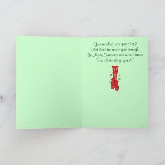 Dansdocent Kerstballetschoenen Feestdagen Kaart (Binnen)