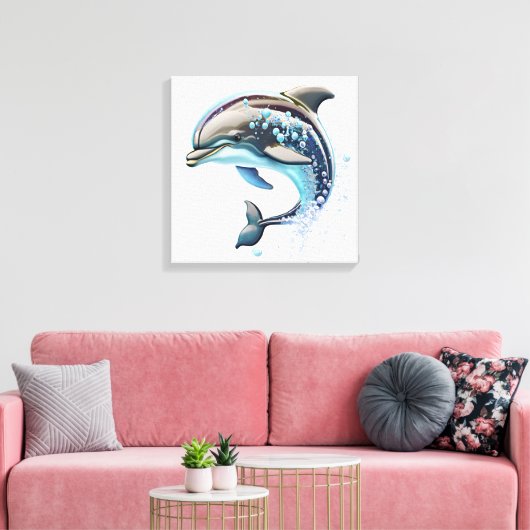 Dansdolfijn Canvas Afdruk (Insitu (Woonkamer))