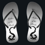 Dansdragon Moeder van de Teenslippers van de Bride<br><div class="desc">Deze elegante,  maar speelse moeder van de bruiddrouwerij-teenslippers is voorzien van een Aziatisch motief van vrolijke dansdraken in een simpel kleurenschema van zwart,  grijs en zilver.  Alle tekst kan voor uw speciale gelegenheid worden aangepast.</div>