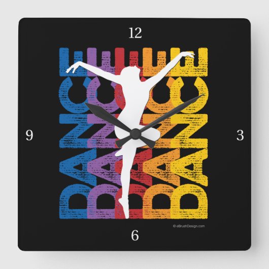 Danse et Lettres (Dance) Square Wall Clock Vierkante Klok (Voorkant)