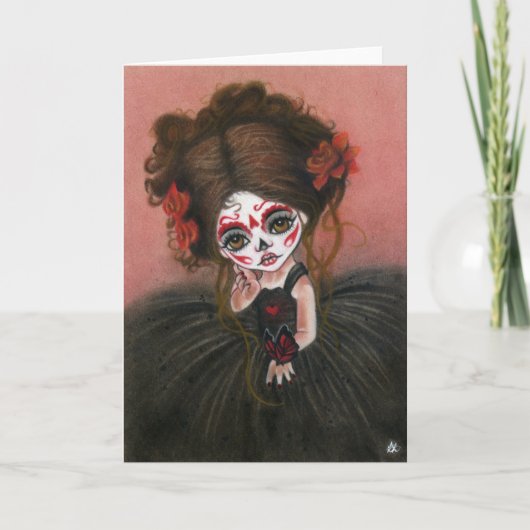 Danse Macabre big eye dia de los muertos Card Kaart (Voorkant)