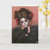 Danse Macabre big eye dia de los muertos Card Kaart (Gele Bloem)