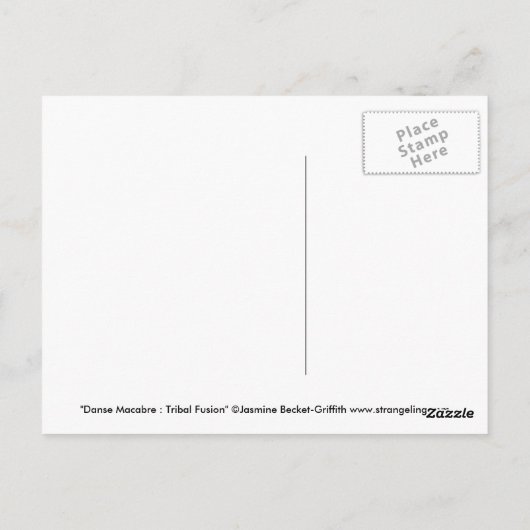 "Danse Macabre : Briefkaart van Tribal Fusion" (Achterkant)