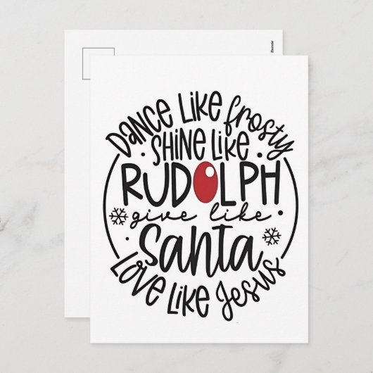 Dansen als Frosty Shine als Rudolph Christmas Feestdagenkaart (Voorkant / Achterkant)