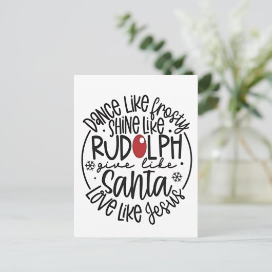Dansen als Frosty Shine als Rudolph Christmas Uitnodiging Briefkaart (Staand voorkant)