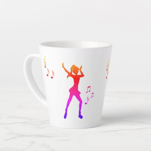 Dansen Anime Girl met Muzieknoten - Cool K-Pop Latte Mok (Linkerhoek)