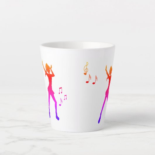 Dansen Anime Girl met Muzieknoten - Cool K-Pop Latte Mok (Voorkant)