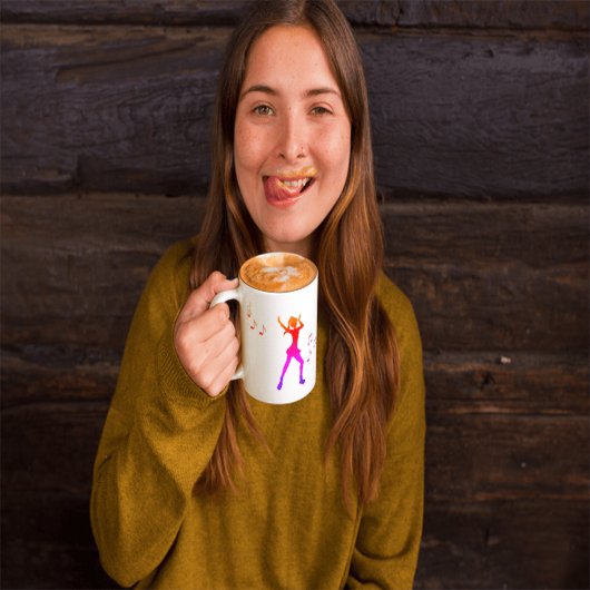 Dansen Anime Girl met Muzieknoten - Cool K-Pop Tweekleurige Koffiemok