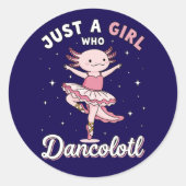 Dansen Axolotl Ballerina in Pastel Pink Tutu Ronde Sticker (Voorkant)