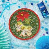 Dansen Baby Angels met Sneeuwvlokken op Groen Papieren Bordje (Feest)