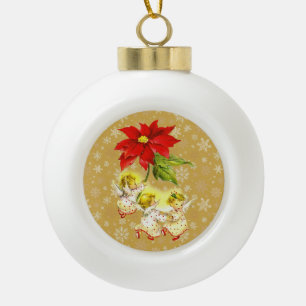 Dansen Baby Angels op goud Keramische Bal Ornament