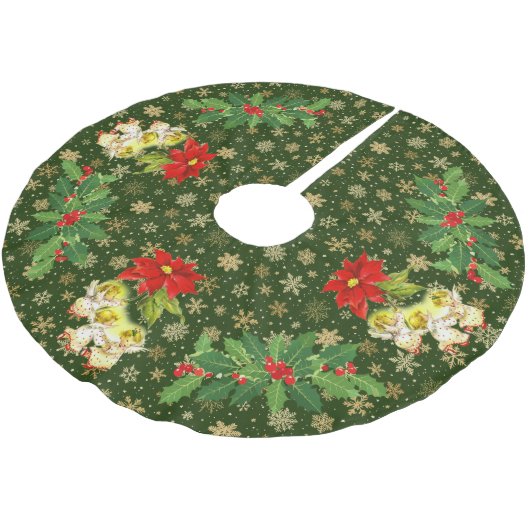 Dansen Baby Angels op groen met gouden sneeuwvlokk Kerstboom Rok (Gekanteld)