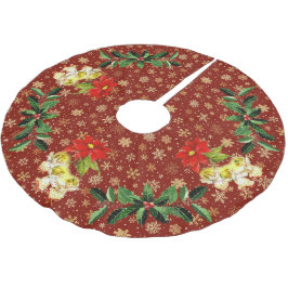 Dansen Baby Angels op rood met gouden sneeuwvlokke Kerstboom Rok