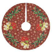 Dansen Baby Angels op rood met gouden sneeuwvlokke Kerstboom Rok (Voorkant)