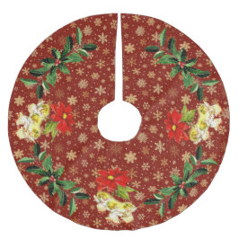 Dansen Baby Angels op rood met gouden sneeuwvlokke Kerstboom Rok