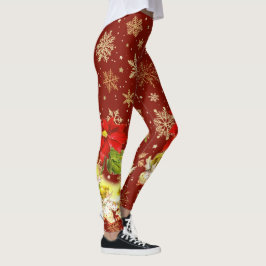 Dansen Baby Angels op rood met gouden sneeuwvlokke Leggings
