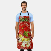 Dansen Baby Angels op rood met sneeuwvlokken Schort (Gedragen)