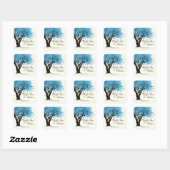 Dansen Blooms Blue Tree Vierkante Sticker (Vel)