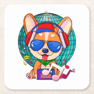 Dansen Corgi Kawaii Schattige, Muziekpup Kartonnen Onderzetters