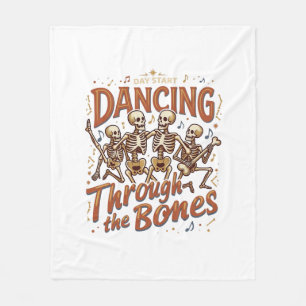 Dansen door botten Halloween skeletten muziek Ce Fleece Deken