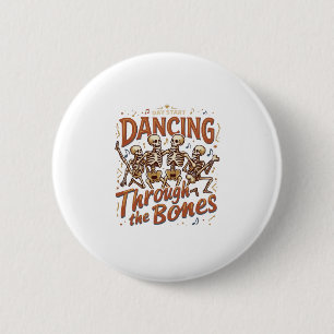 Dansen door Halloween-skeletten muziek viering Ce Ronde Button 5,7 Cm