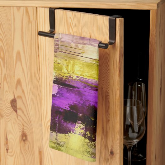 Dansen door Violet Expressieve Moderne Abstracte Theedoek (Derde Gevouwen)