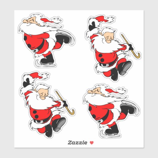 Dansen en Skating Santas Sticker (Vel)