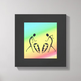 Dansen en vieren van kleuren canvas afdruk