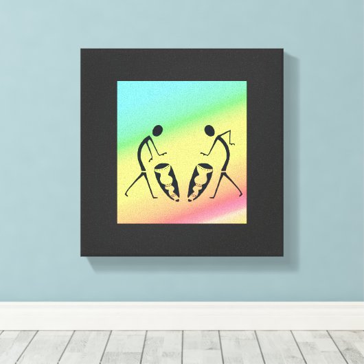 Dansen en vieren van kleuren canvas afdruk (Insitu (Houten vloer))