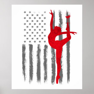 Dansen en wijn  - Vintage USA Amerikaanse vlag voo Poster