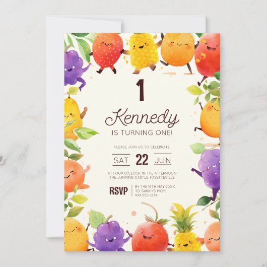 Dansen Fruit Verjaardagsfeest Kaart (Voorkant)