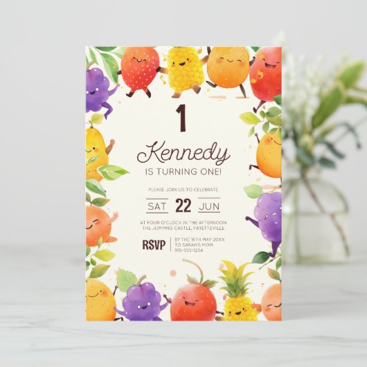 Dansen Fruit Verjaardagsfeest Kaart (Staand voorkant)