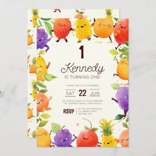 Dansen Fruit Verjaardagsfeest Kaart (Voorkant / Achterkant)