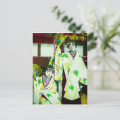 Dansen Geisha in het  Japans in het oude Japan Briefkaart (Staand voorkant)