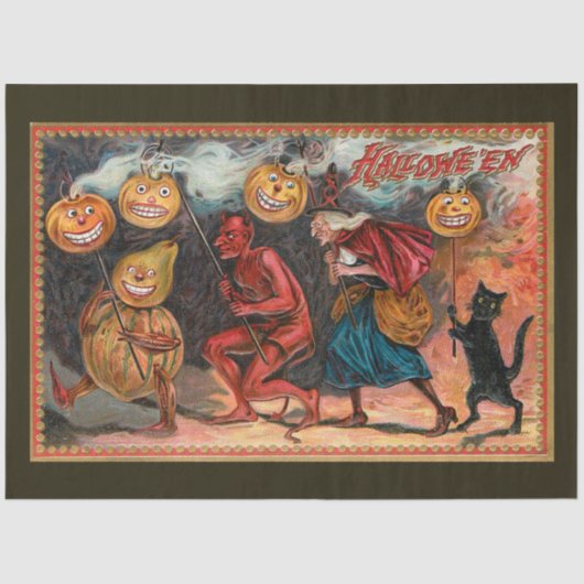  dansen Halloween heks, pompoenen, duivel Tissuepapier (Voorkant)