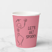Dansen Halloween Skeleton - roze Papieren Bekers (Achterkant)