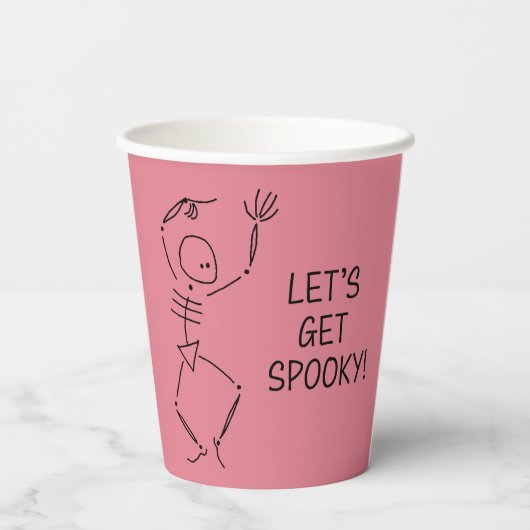 Dansen Halloween Skeleton - roze Papieren Bekers (Achterkant)